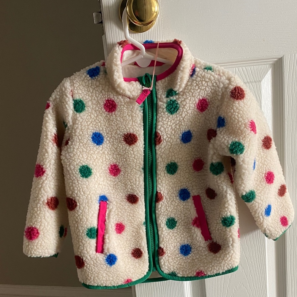 Mini Boden Colorful Polka Dot Fleece Coat 18-24mo